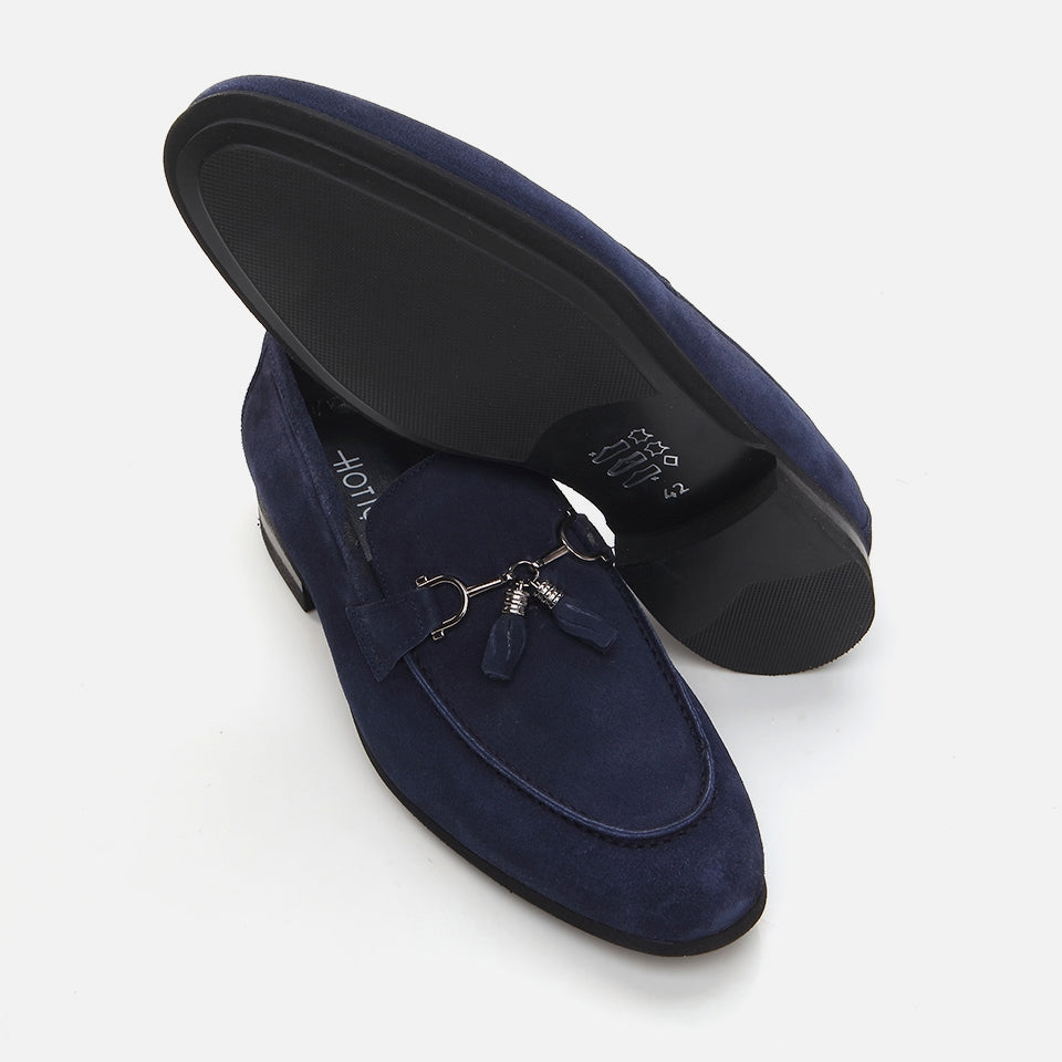 Genuine Leather Navy Blue Men's Loafer
