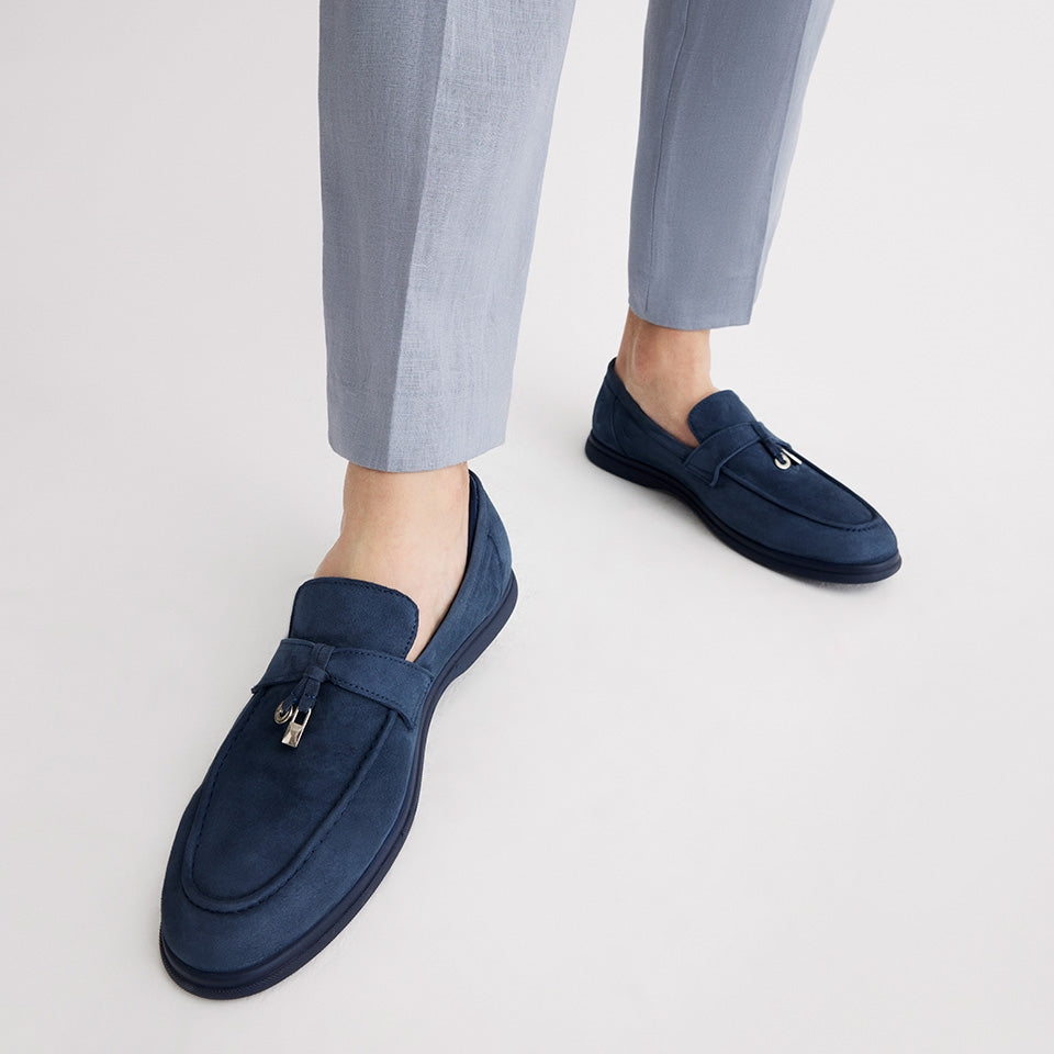 Genuine Leather Navy Blue Men's Loafer