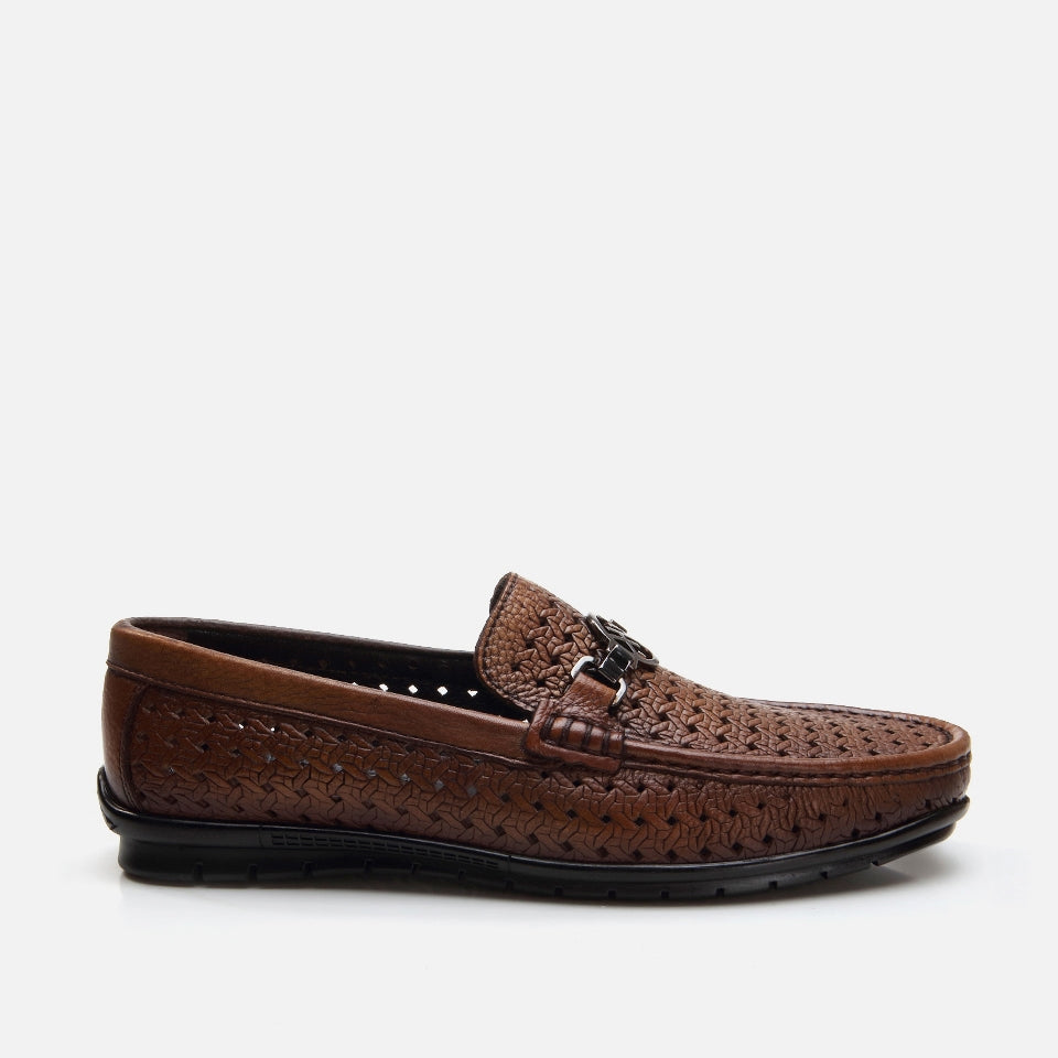 Men's Brown Leather Loafers - Genuine Leather