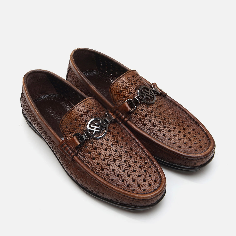 Men's Brown Leather Loafers - Genuine Leather