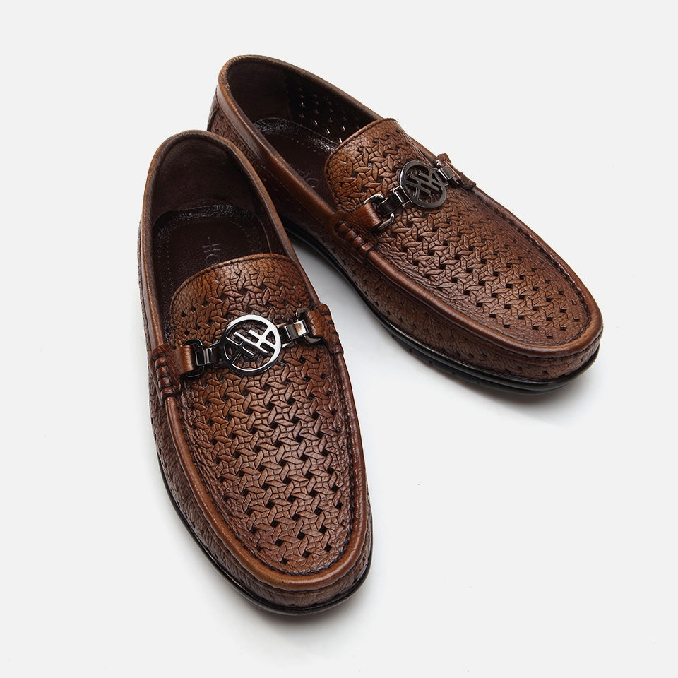 Men's Brown Leather Loafers - Genuine Leather