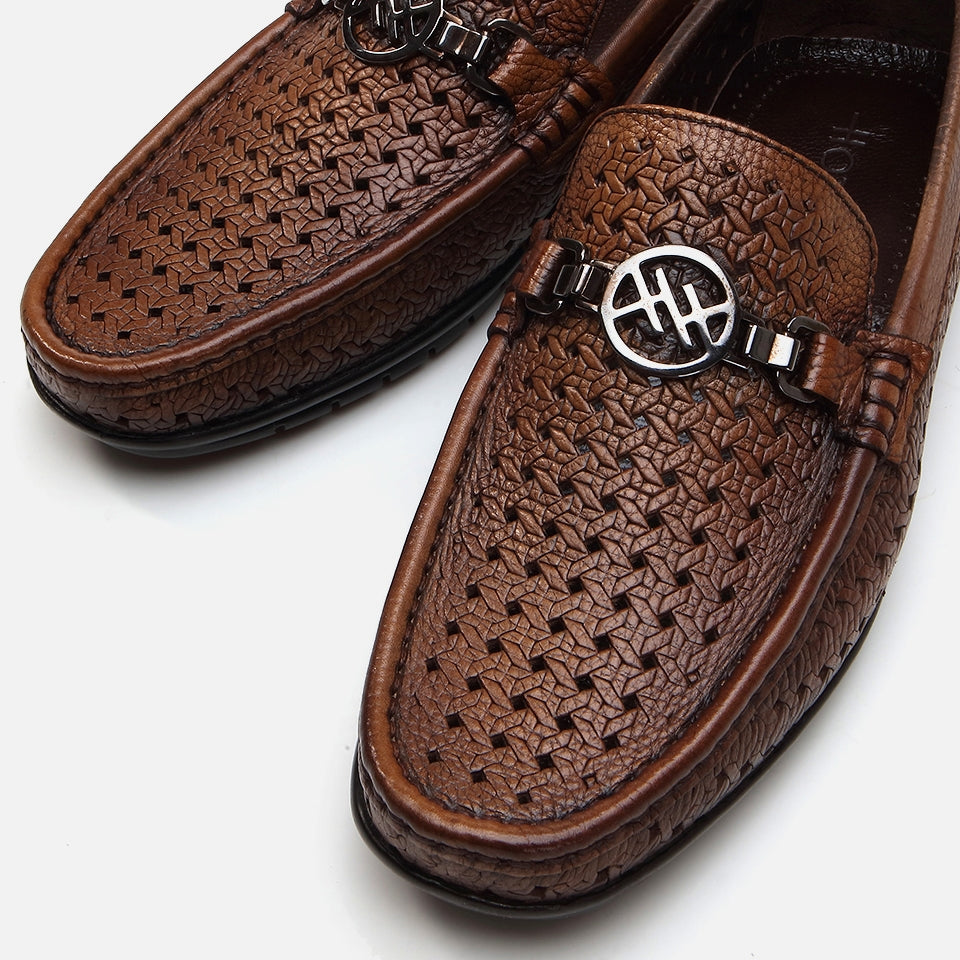 Men's Brown Leather Loafers - Genuine Leather
