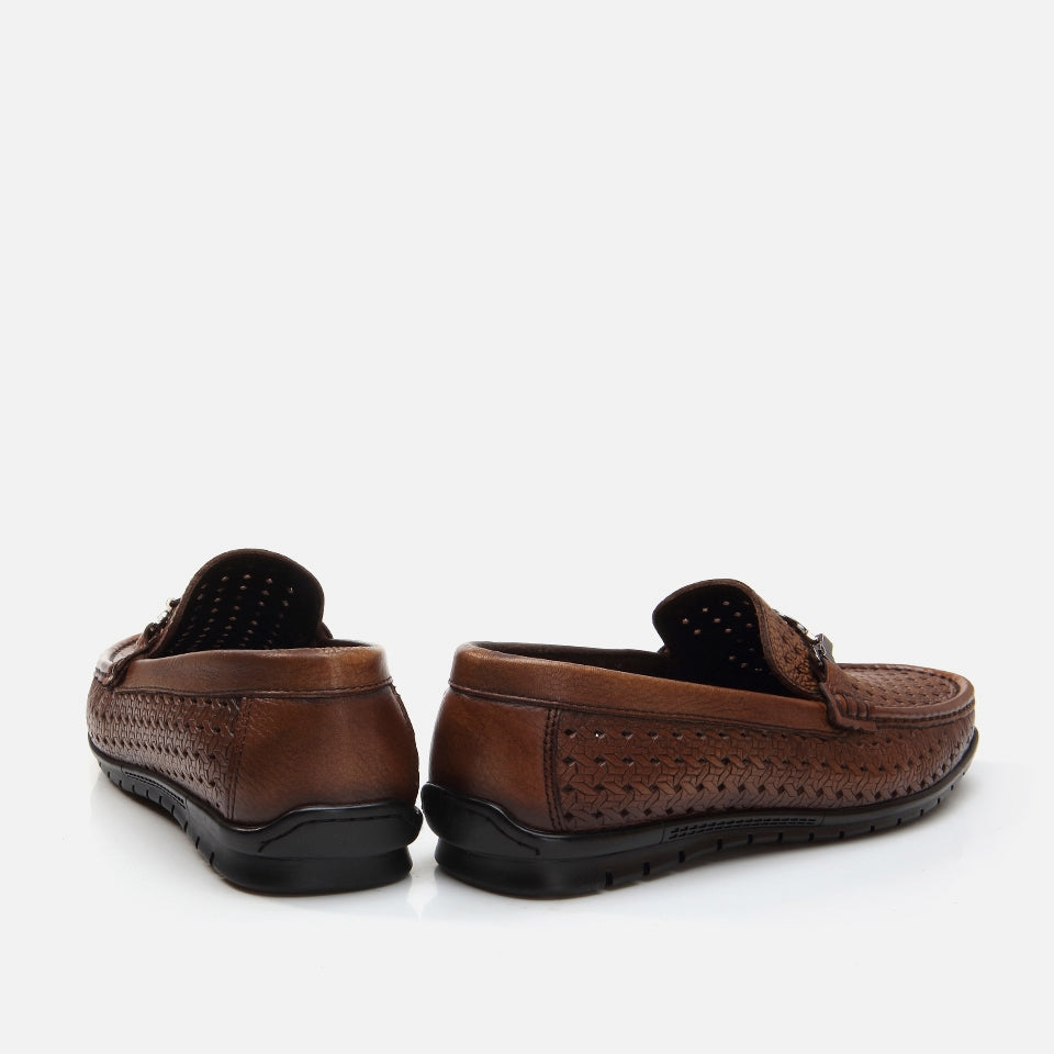 Men's Brown Leather Loafers - Genuine Leather