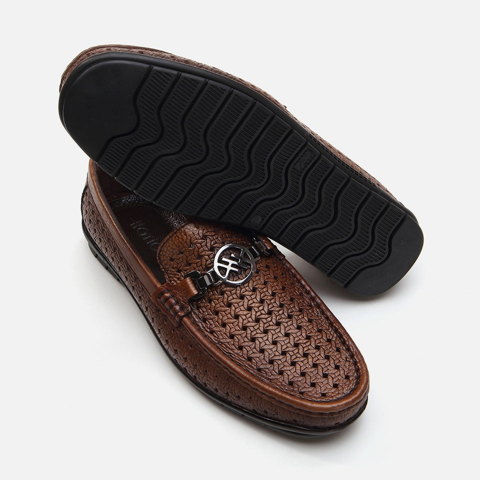 Men's Brown Leather Loafers - Genuine Leather