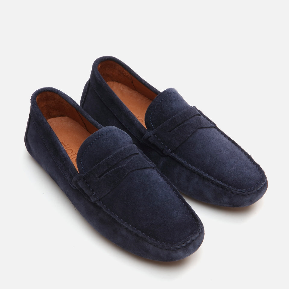 Genuine Leather Navy Blue Men's Loafer