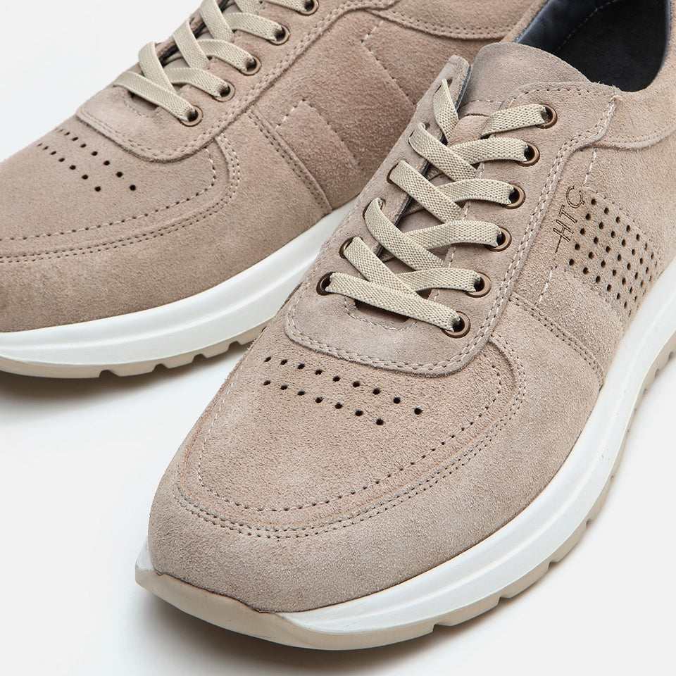 Genuine Leather Beige Men's Sneakers