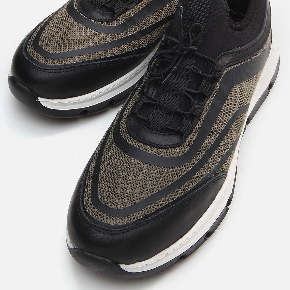 Genuine Leather Black Men's Sneakers