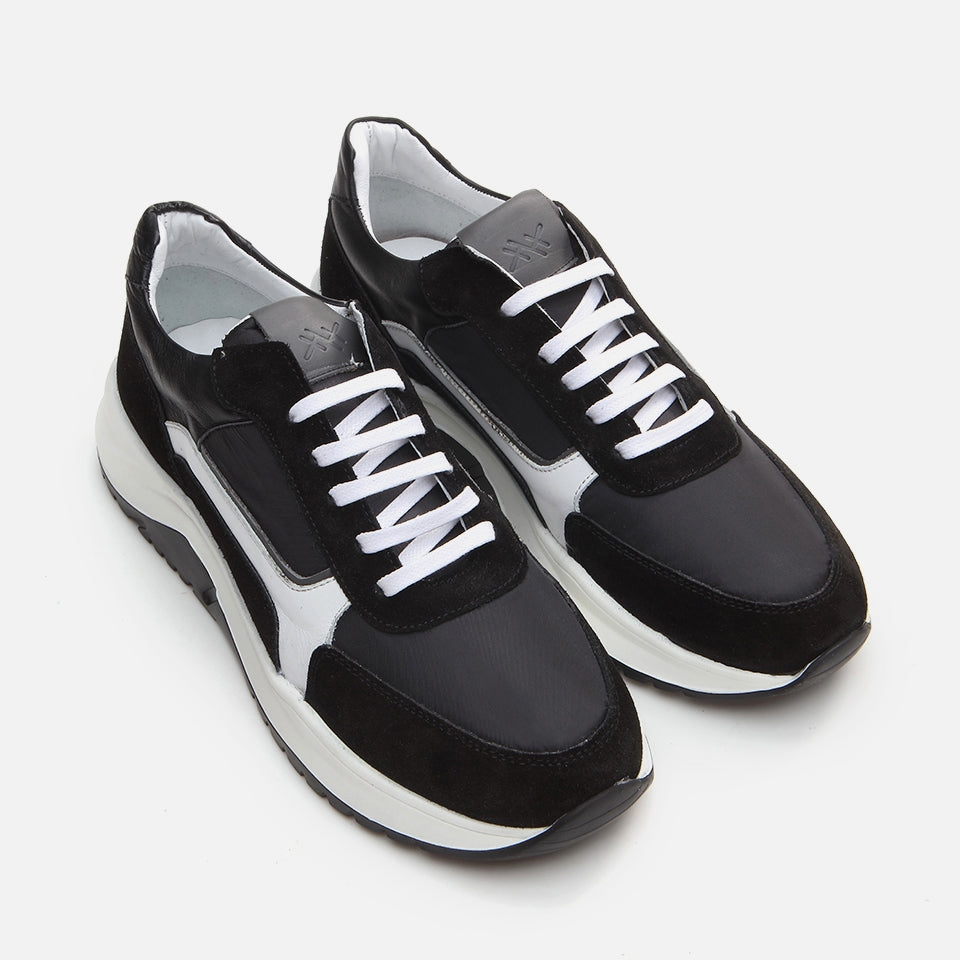 Genuine Leather Black Men's Sneakers