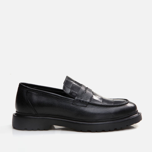Genuine Leather Black Men's Loafer