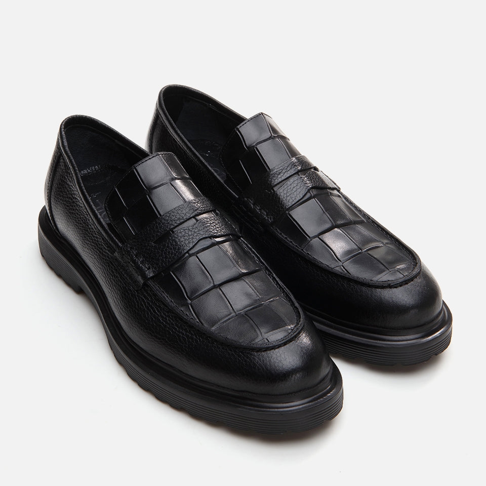 Genuine Leather Black Men's Loafer
