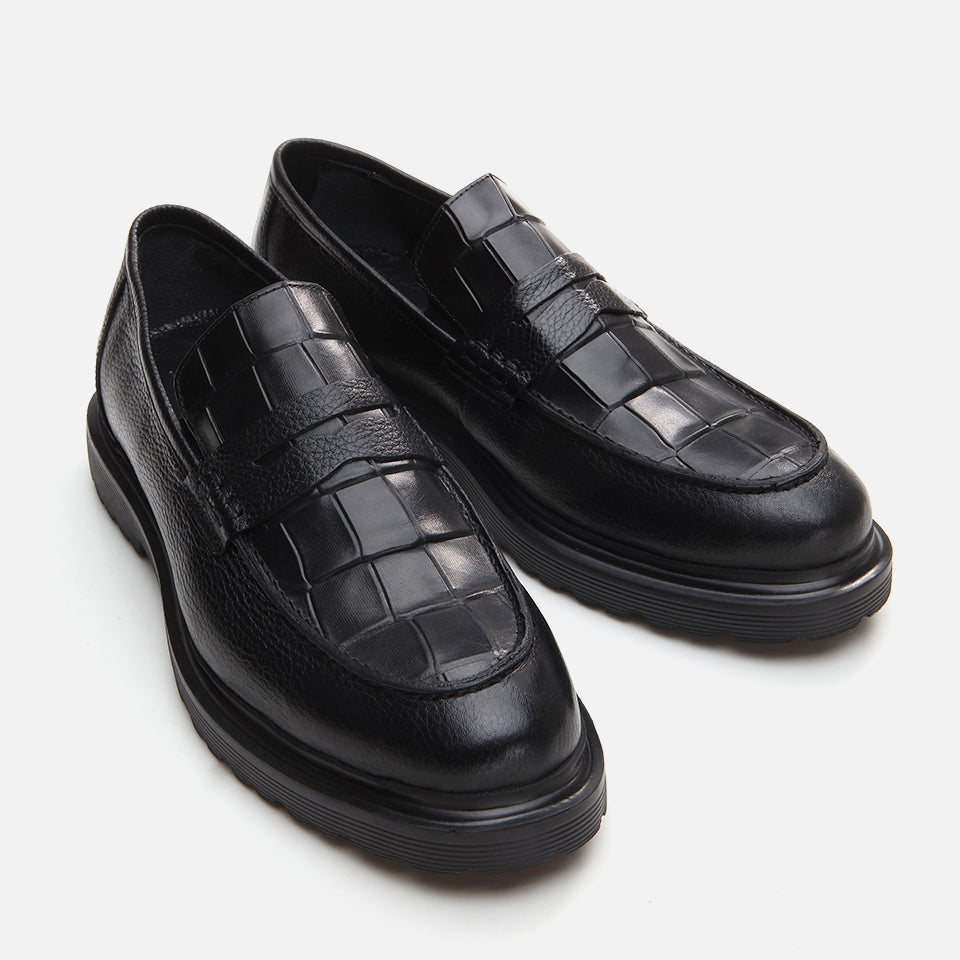 Genuine Leather Black Men's Loafer