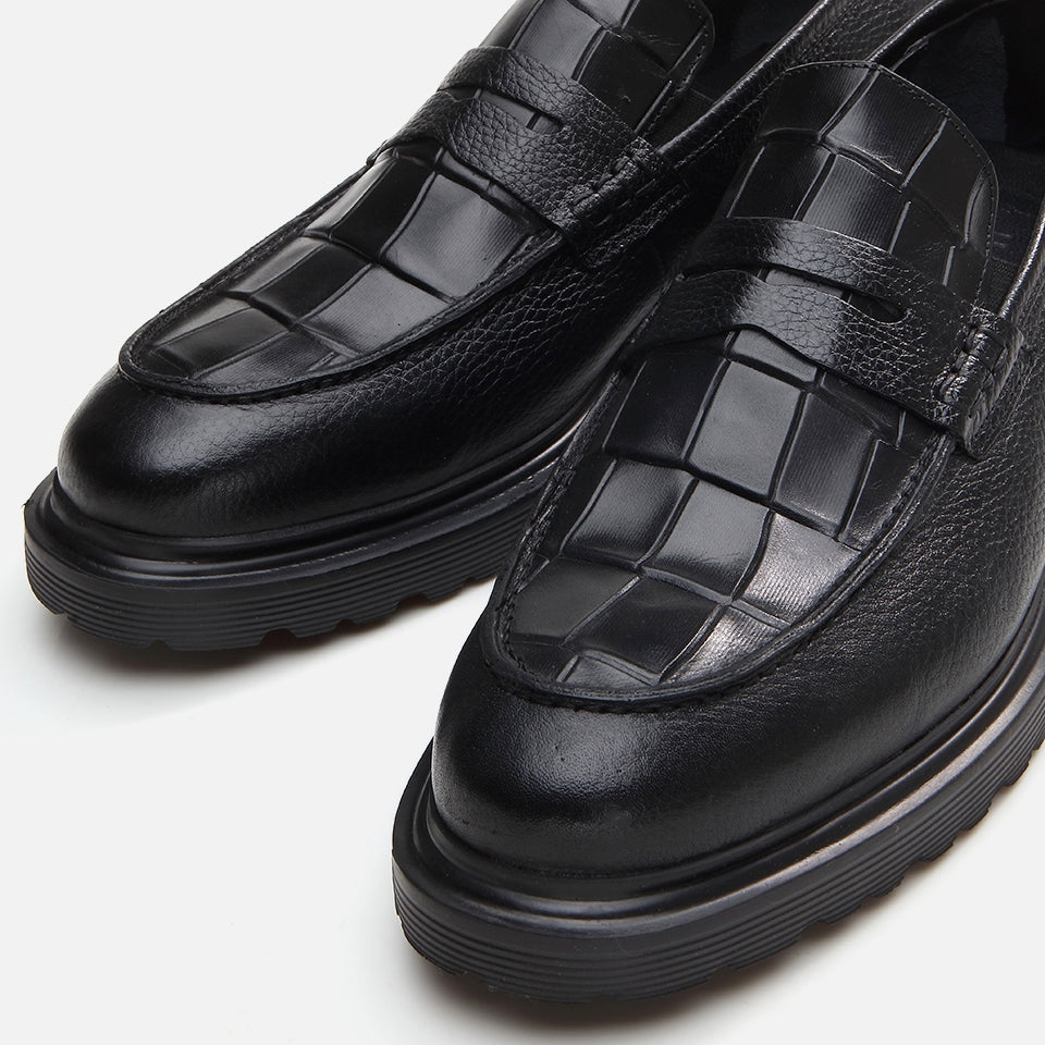 Genuine Leather Black Men's Loafer