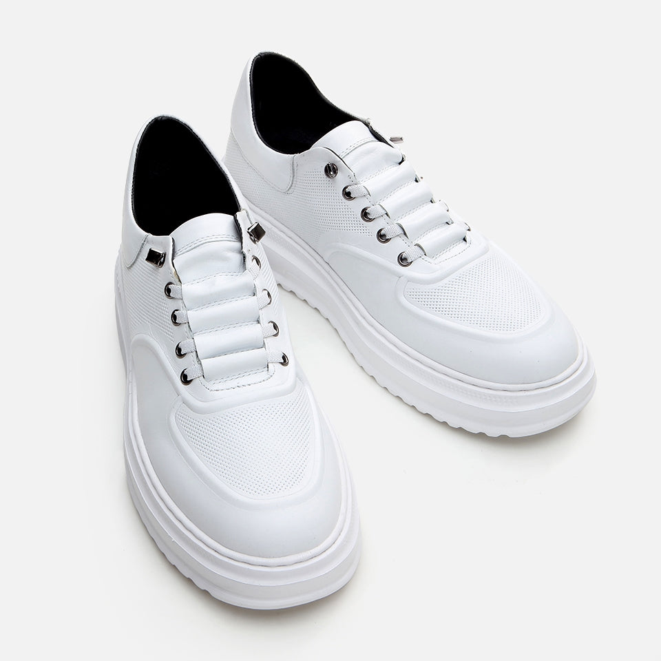Genuine Leather White Men's Casual Shoes