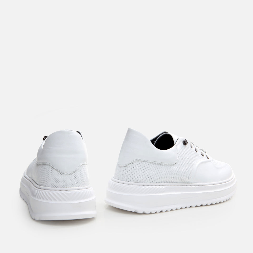 Genuine Leather White Men's Casual Shoes