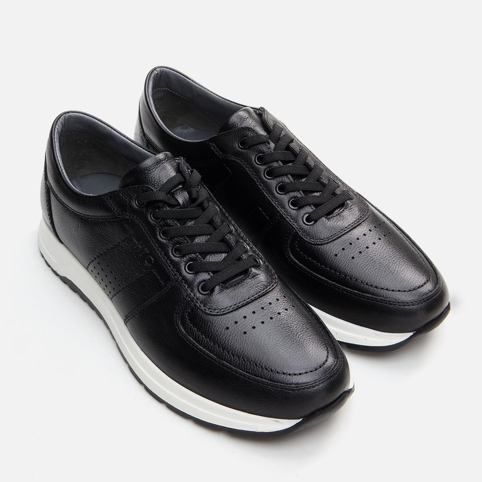 Genuine Leather Black Men's Sports Shoes
