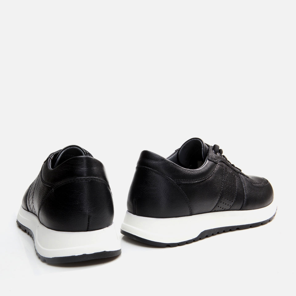 Genuine Leather Black Men's Sports Shoes