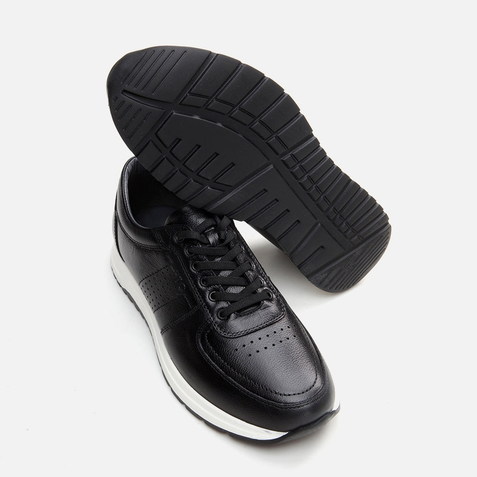 Genuine Leather Black Men's Sports Shoes