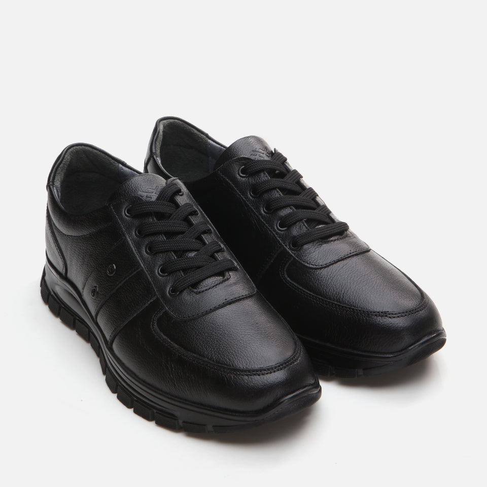 Genuine Leather Black Men's Sports Shoes