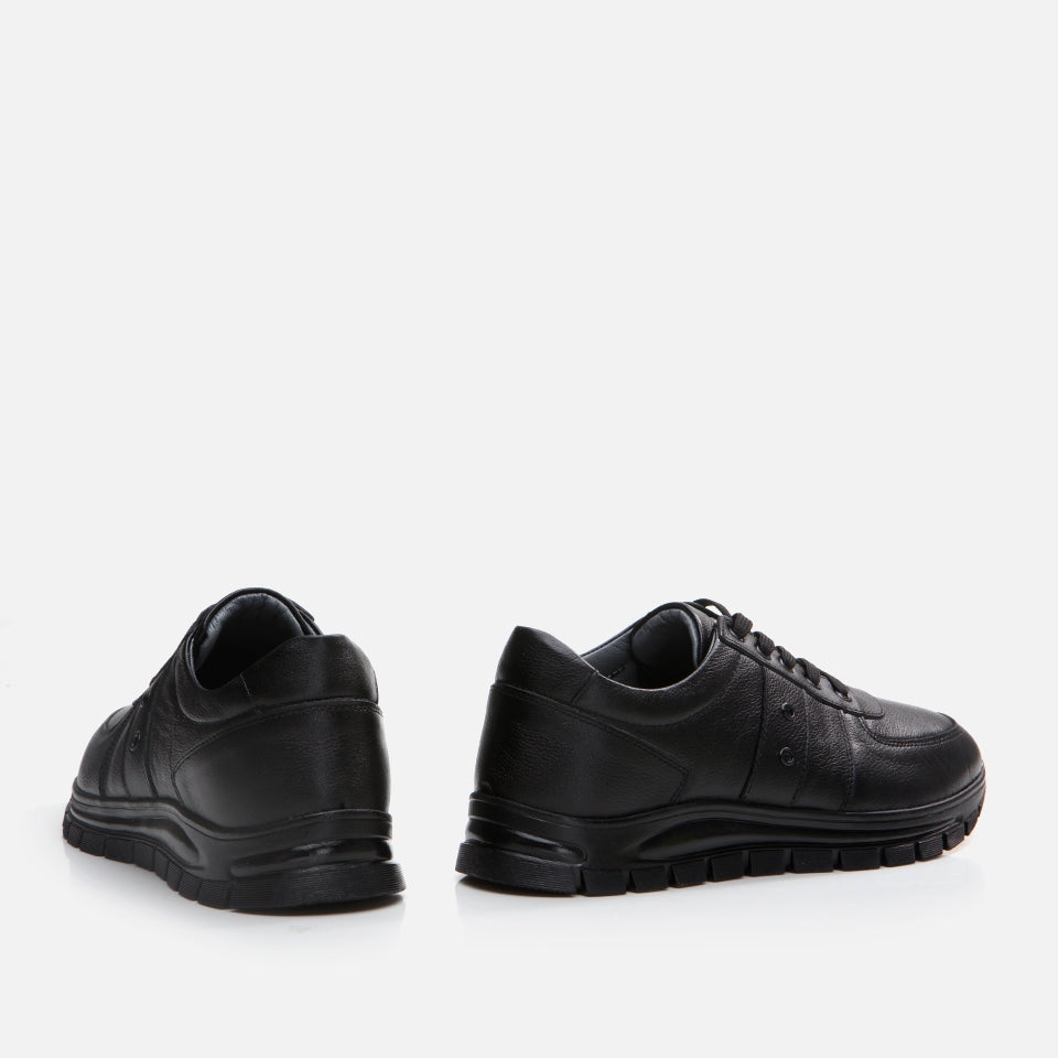 Genuine Leather Black Men's Sports Shoes