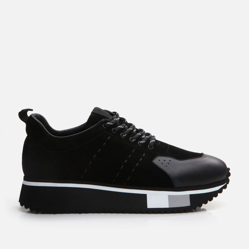 Genuine Leather Black Men's Sports Shoes