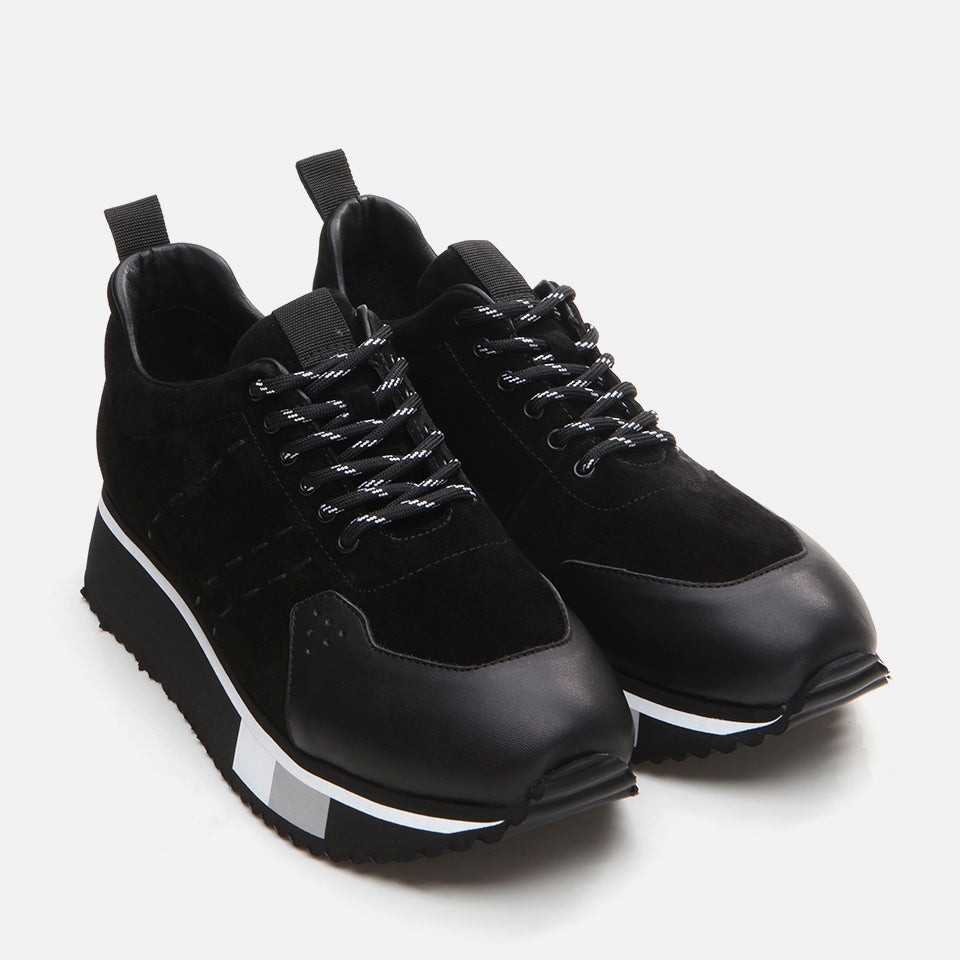 Genuine Leather Black Men's Sports Shoes