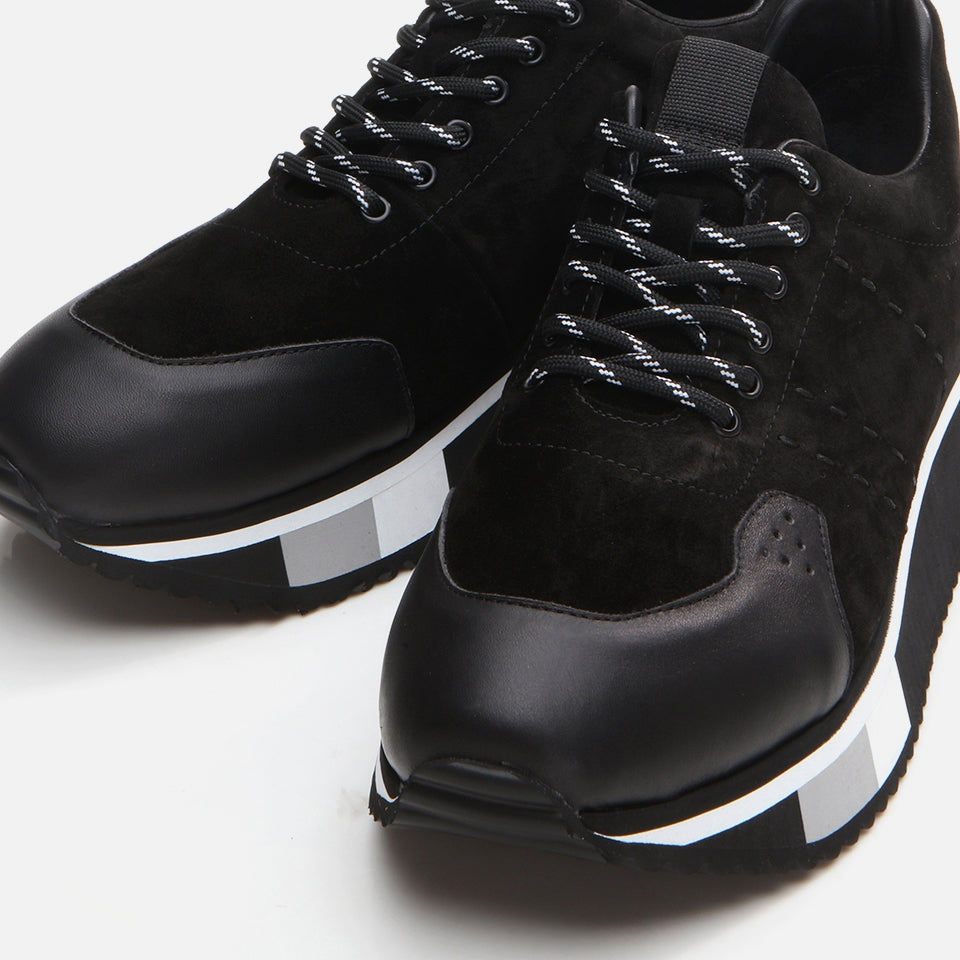 Genuine Leather Black Men's Sports Shoes