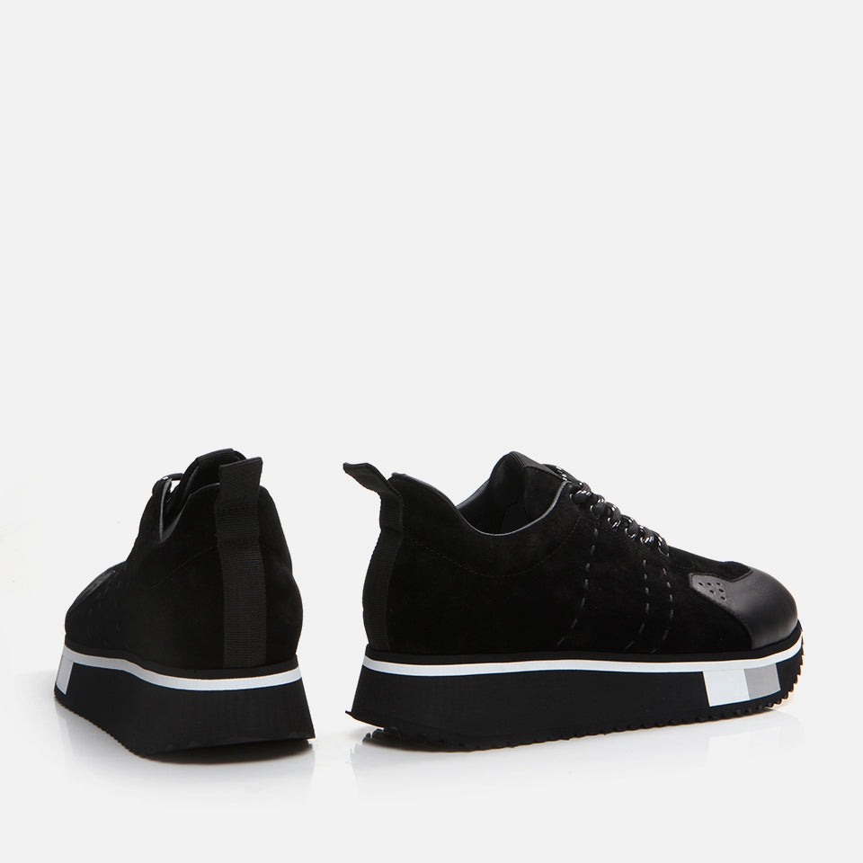 Genuine Leather Black Men's Sports Shoes