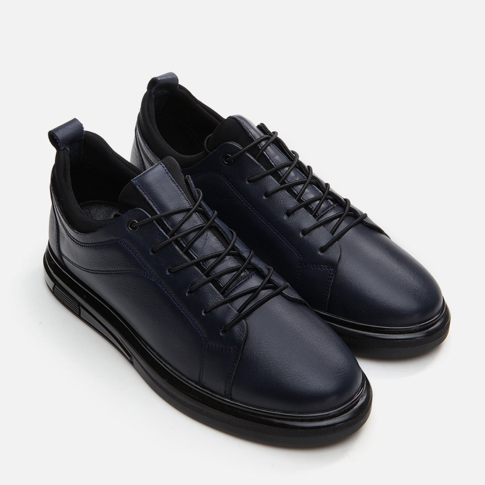 Genuine Leather Navy Blue Men's Casual Shoes
