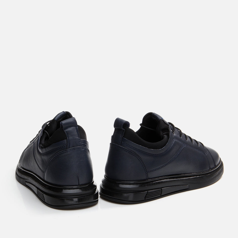 Genuine Leather Navy Blue Men's Casual Shoes