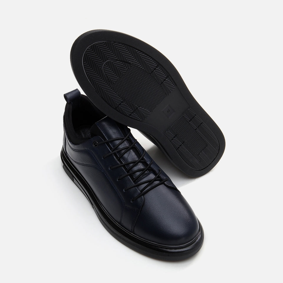 Genuine Leather Navy Blue Men's Casual Shoes