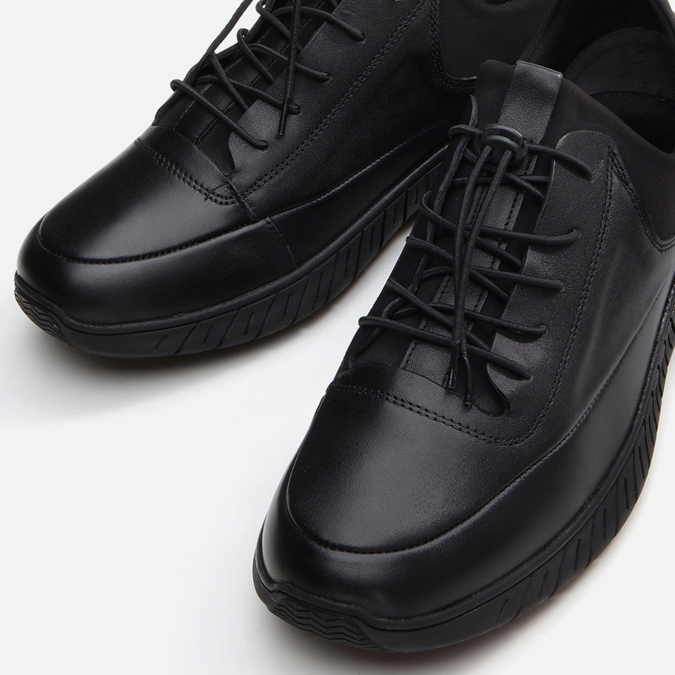 Genuine Leather Black Men's Sports Shoes